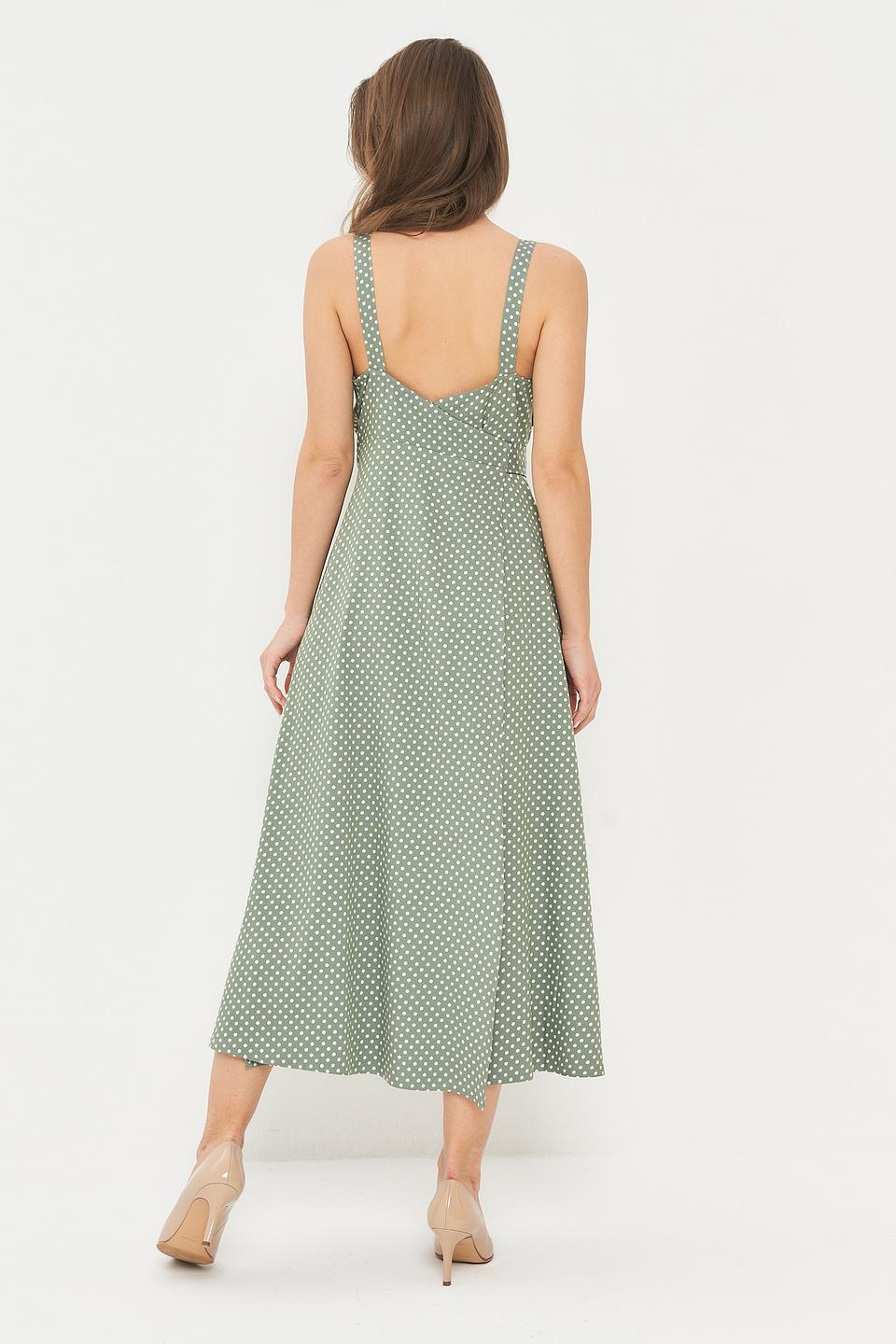 Платье BE YOU в горошек зеленое