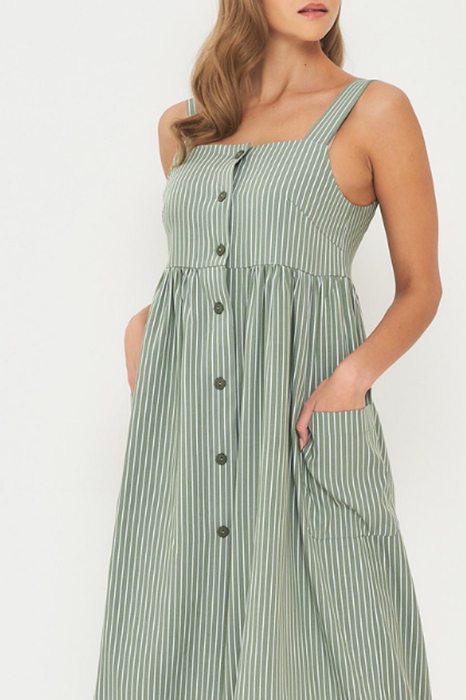 Платье BE YOU в полоску зеленое