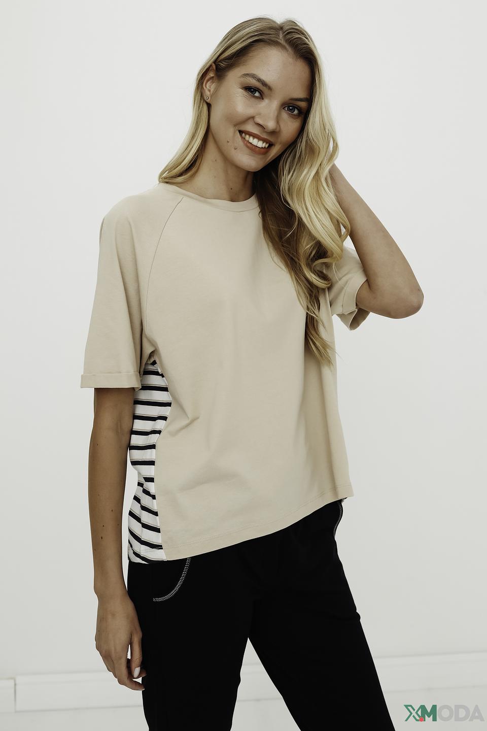 Блуза Comma с полоской бежевая
