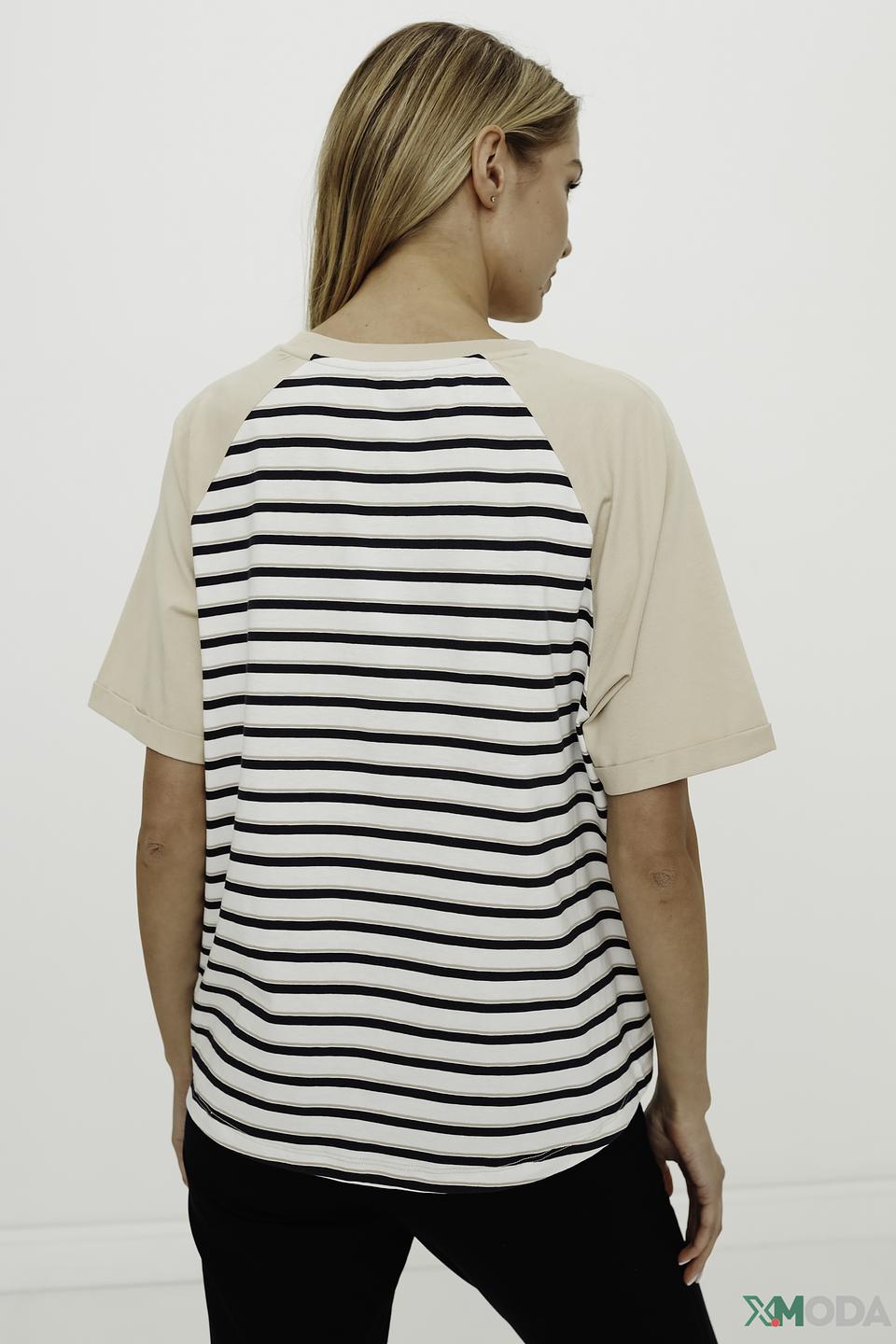 Блуза Comma с полоской бежевая