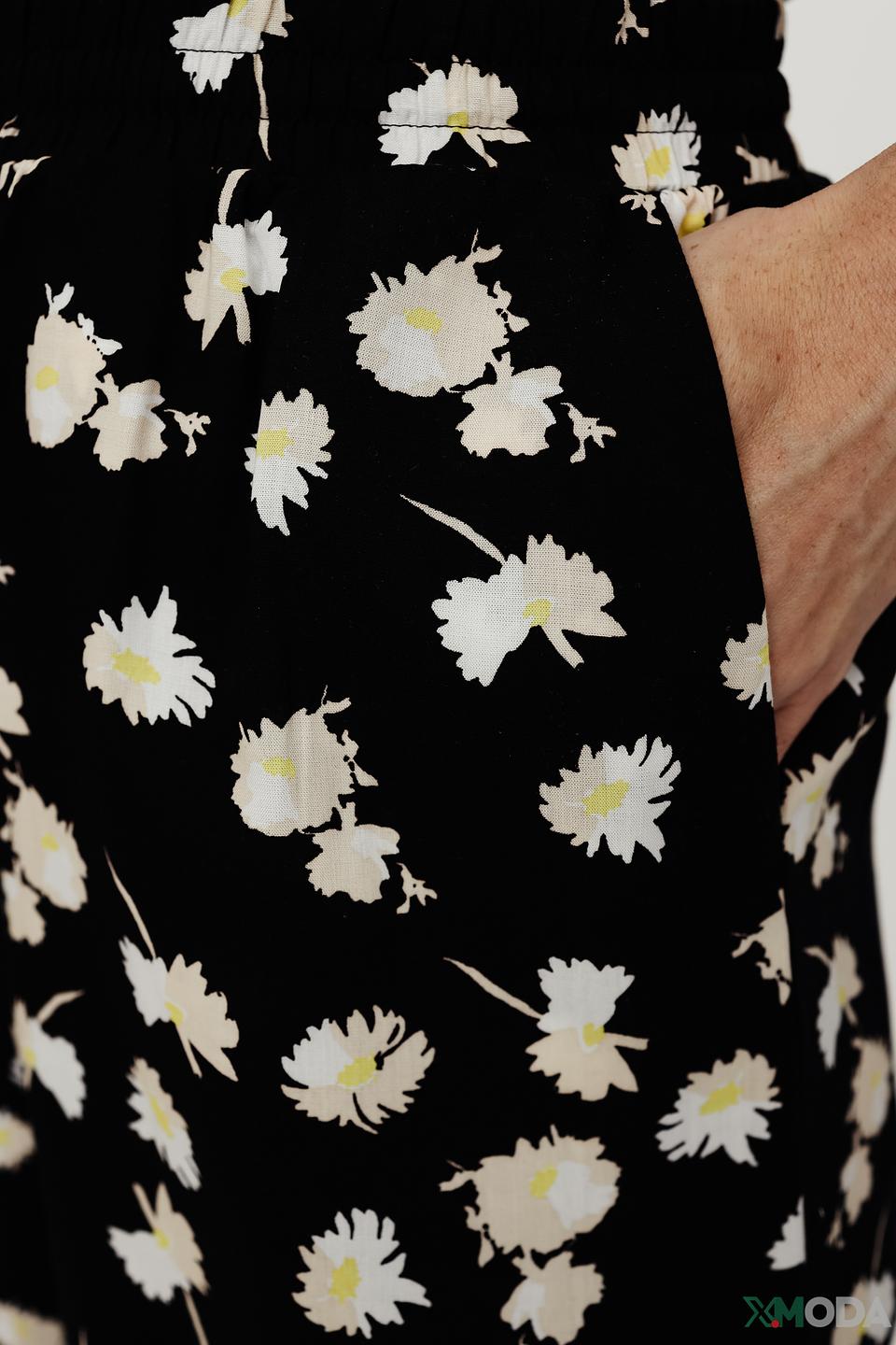 Брюки Taifun с ромашками чёрные