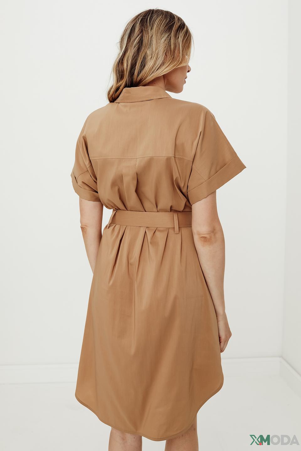 Платье Boss Business бежевое с поясом