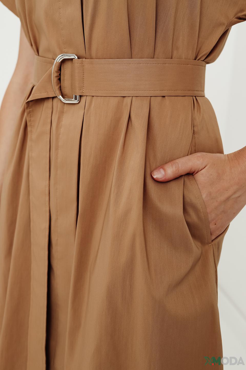Платье Boss Business бежевое с поясом