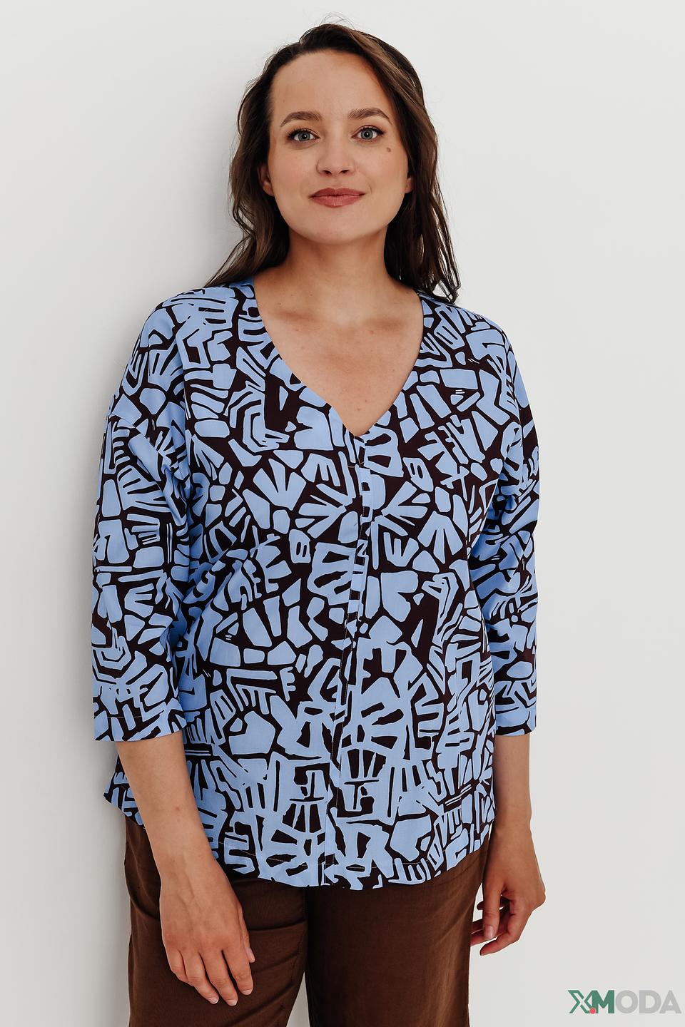 Блуза Be Yourself с принтом голубой