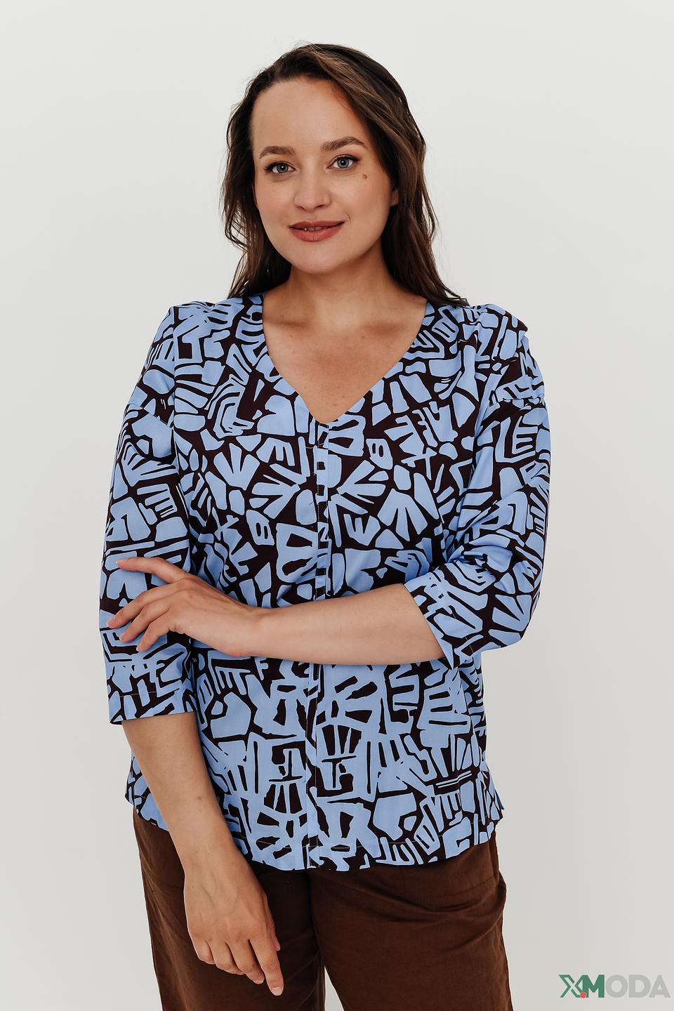 Блуза Be Yourself с принтом голубой