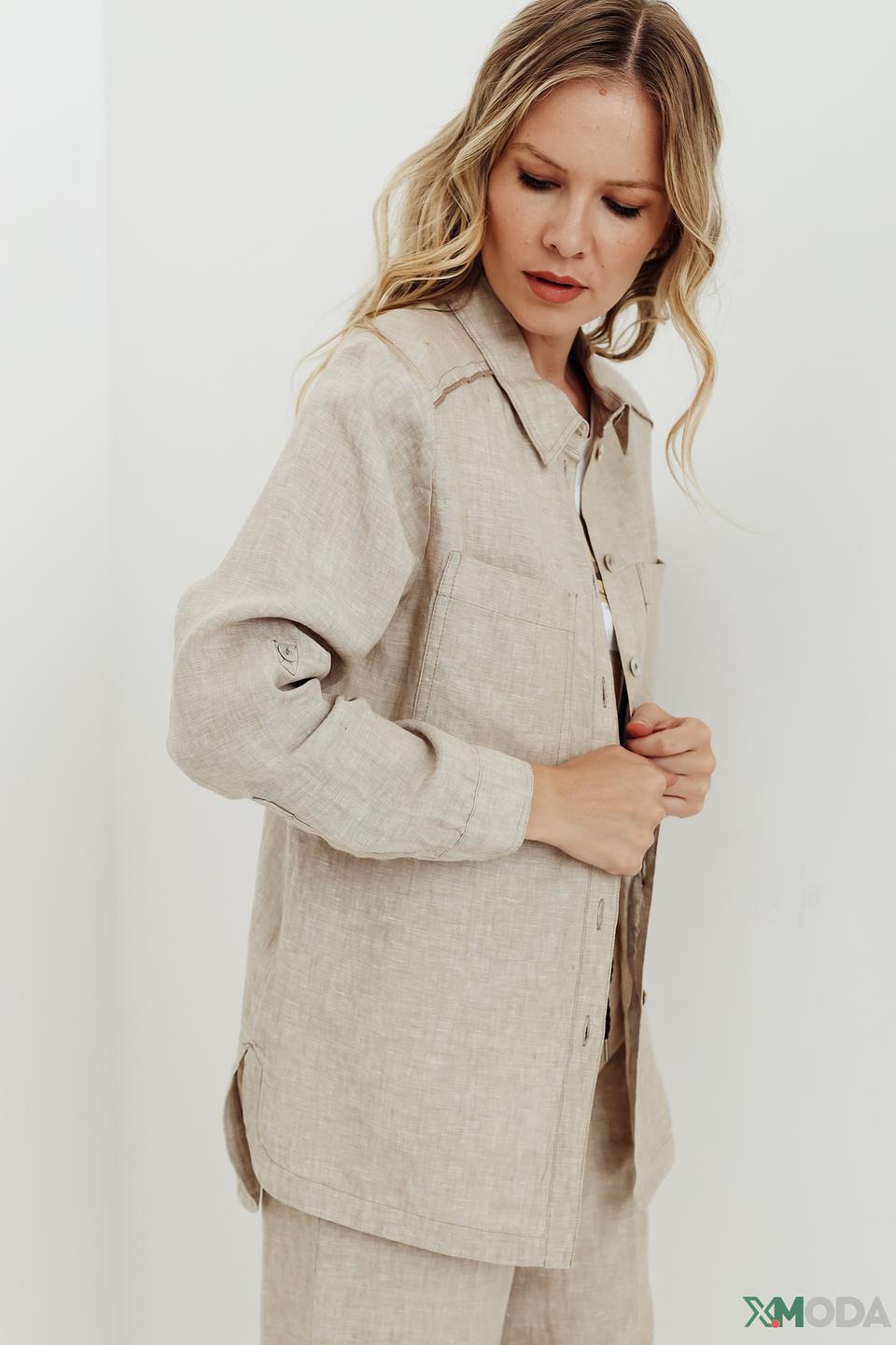 Рубашка Bianca льняная бежевая