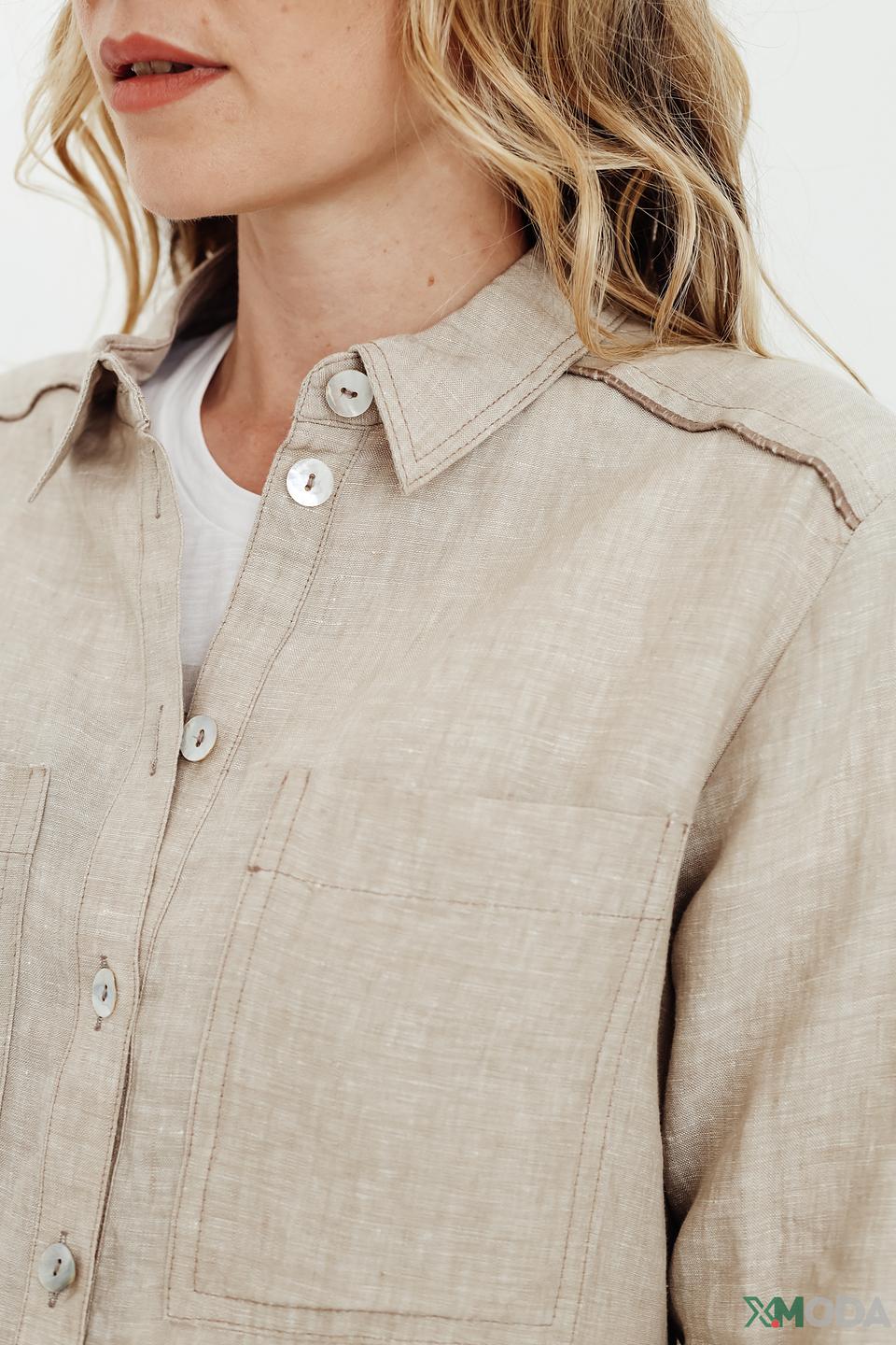 Рубашка Bianca льняная бежевая