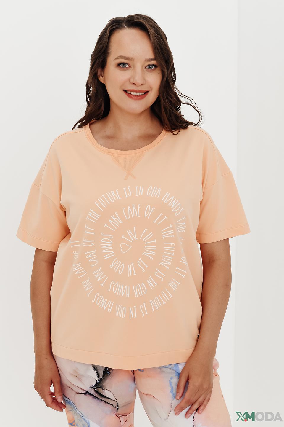 Футболка Frapp с принтом персиковый