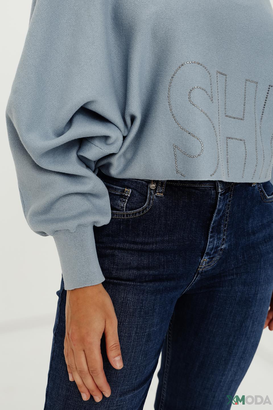 Пуловер Monari с вышивкой SHI голубой