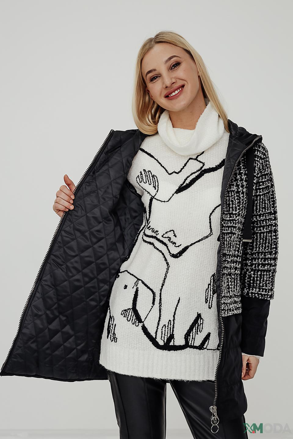 Пальто Bianca в клетку чёрное