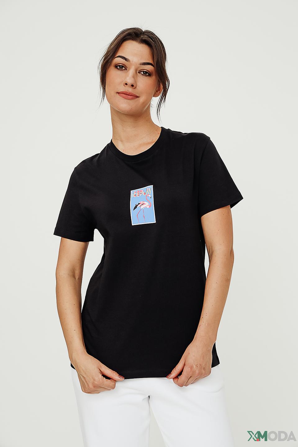 Футболка Ice Play с фламинго чёрная