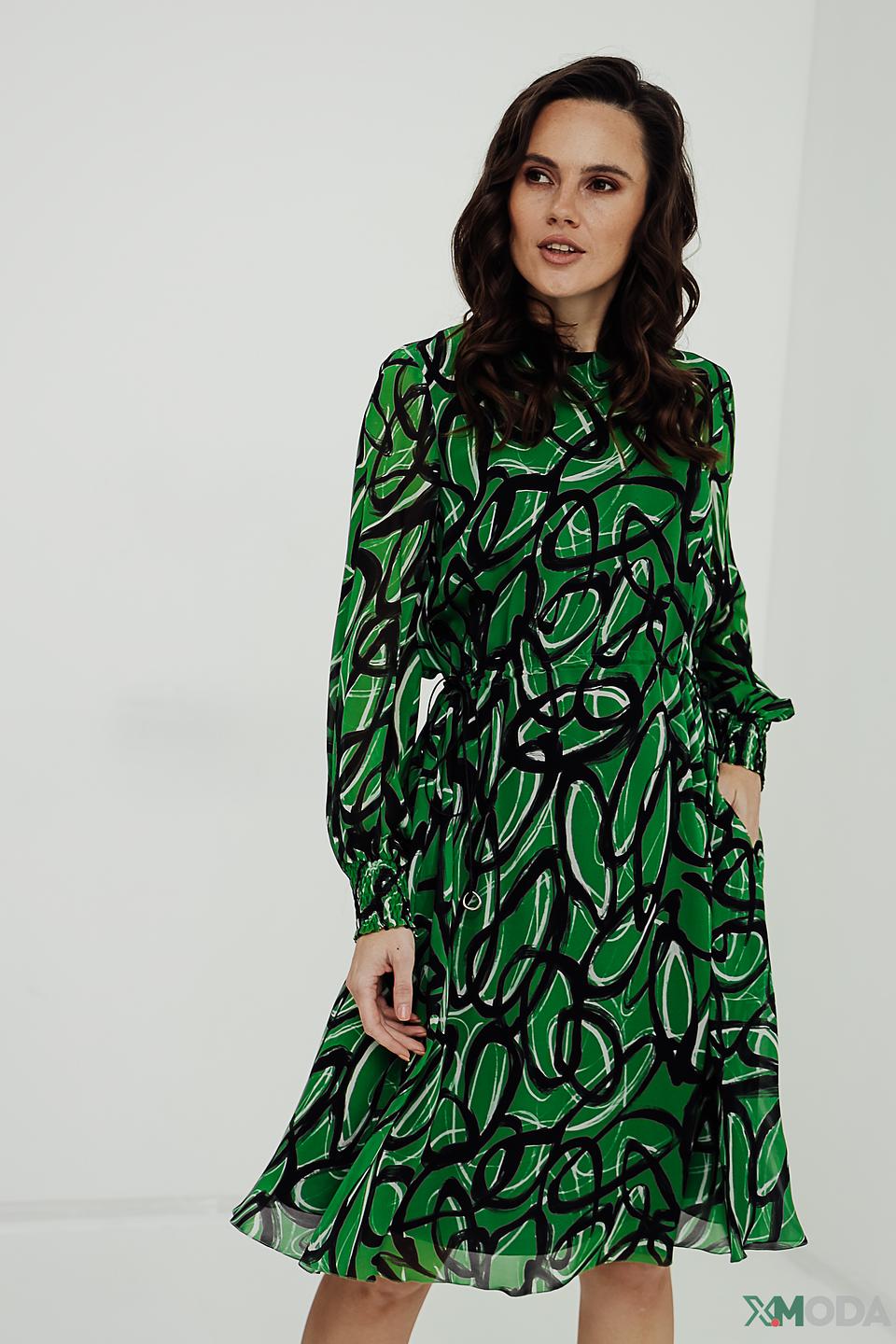 Платье Luisa Cerano с принтом, зелёное
