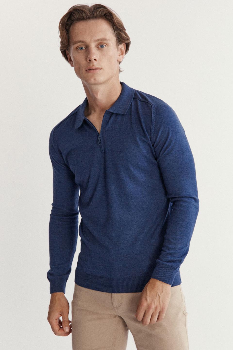 Поло John Trigger с молнией синее