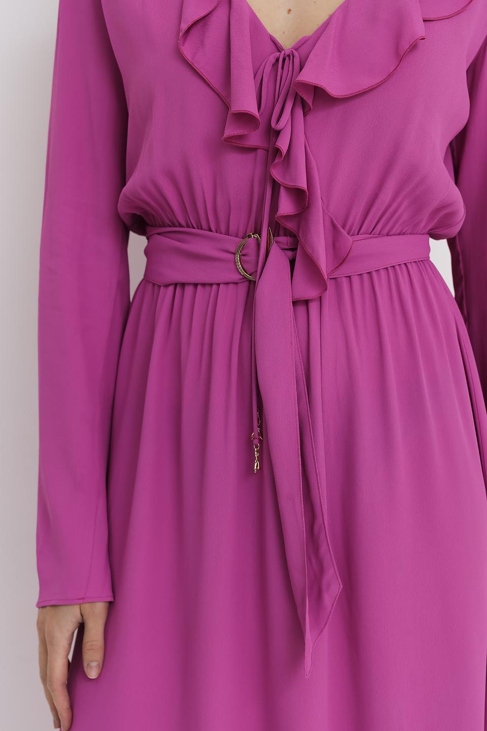 Платье Patrizia Pepe фуксия с воланом