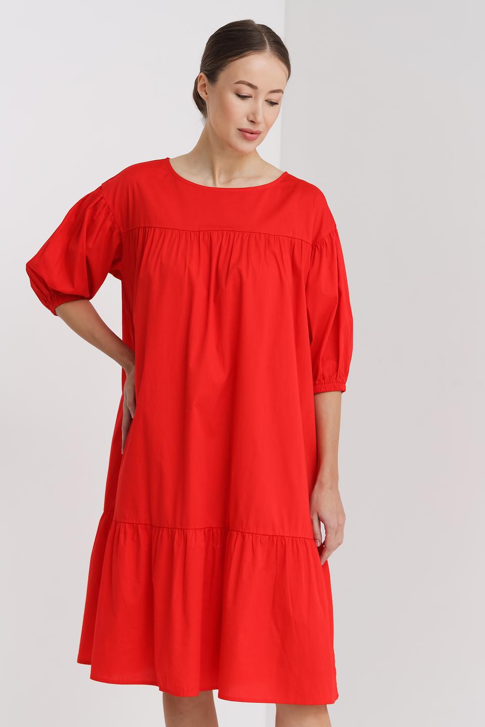 Платье Pezzo красное с рукавами-фонариками