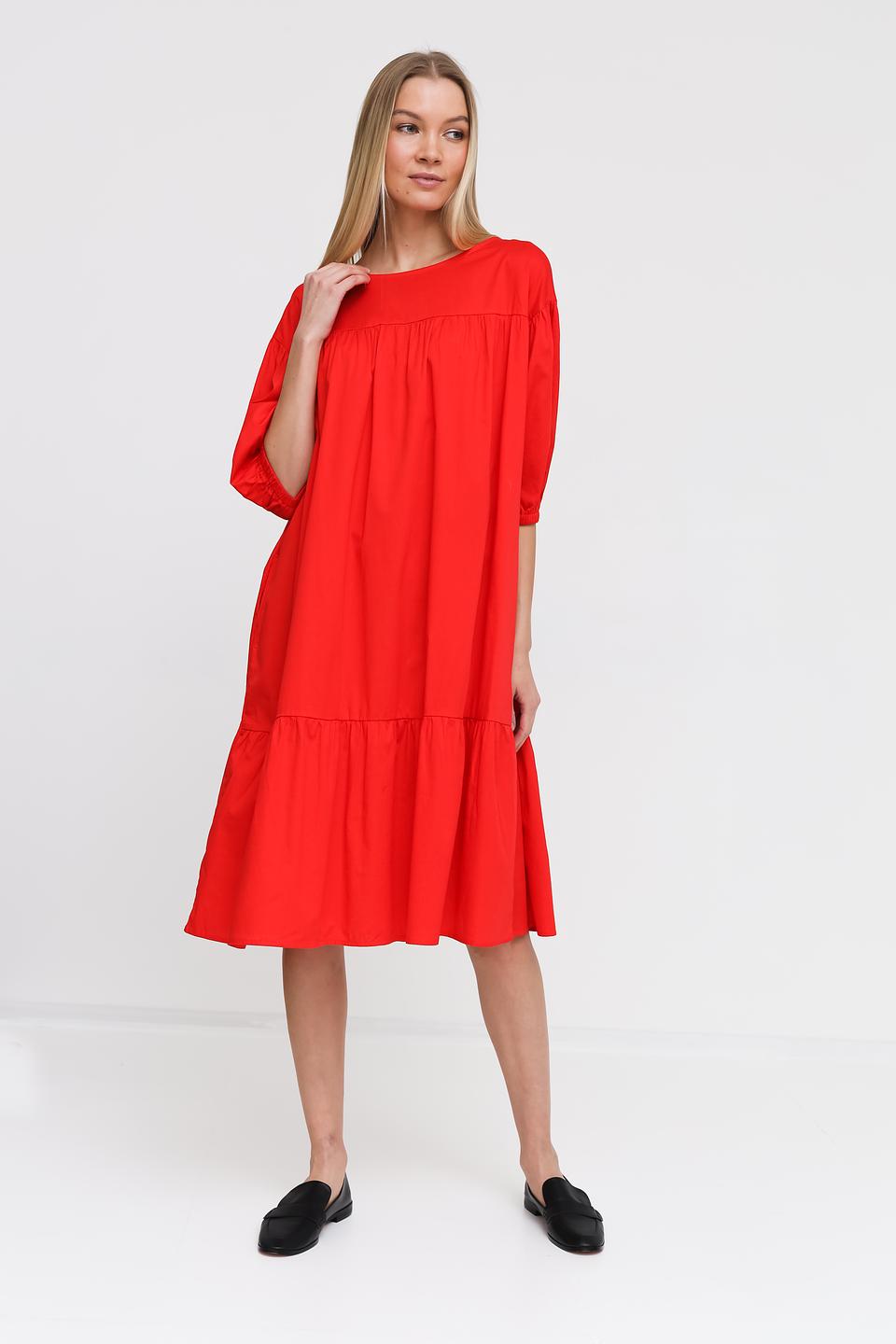 Платье Pezzo красное с рукавами-фонариками