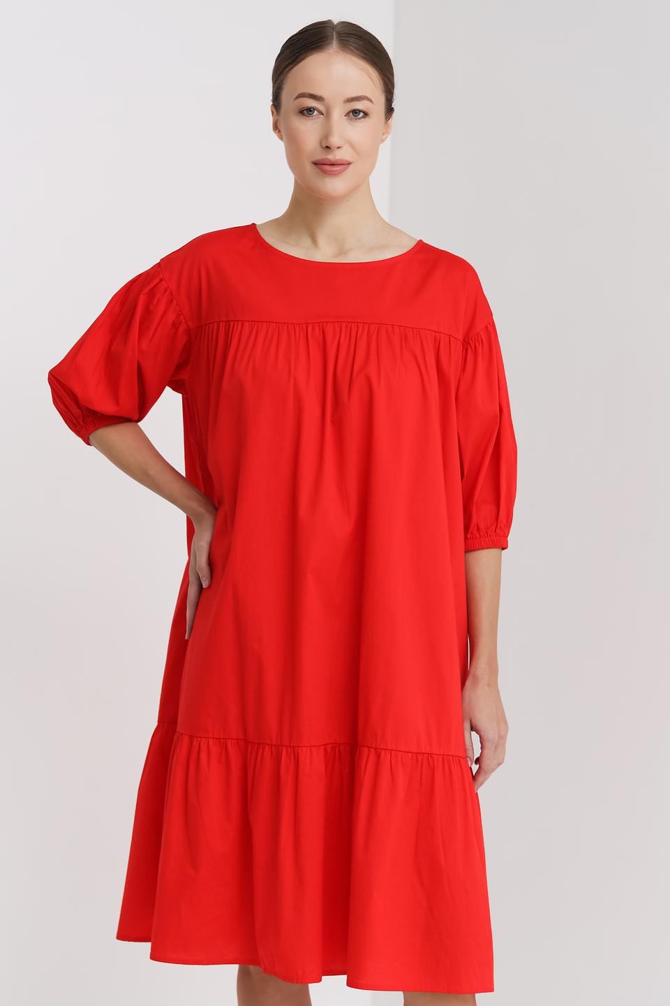 Платье Pezzo красное с рукавами-фонариками