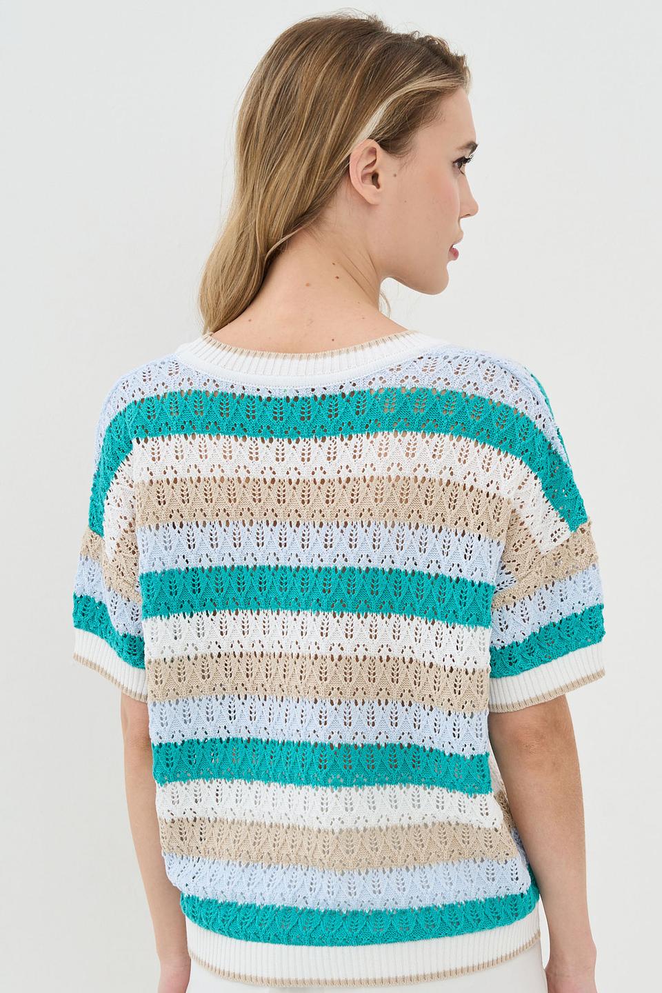 Джемпер VAY в полоску голубой