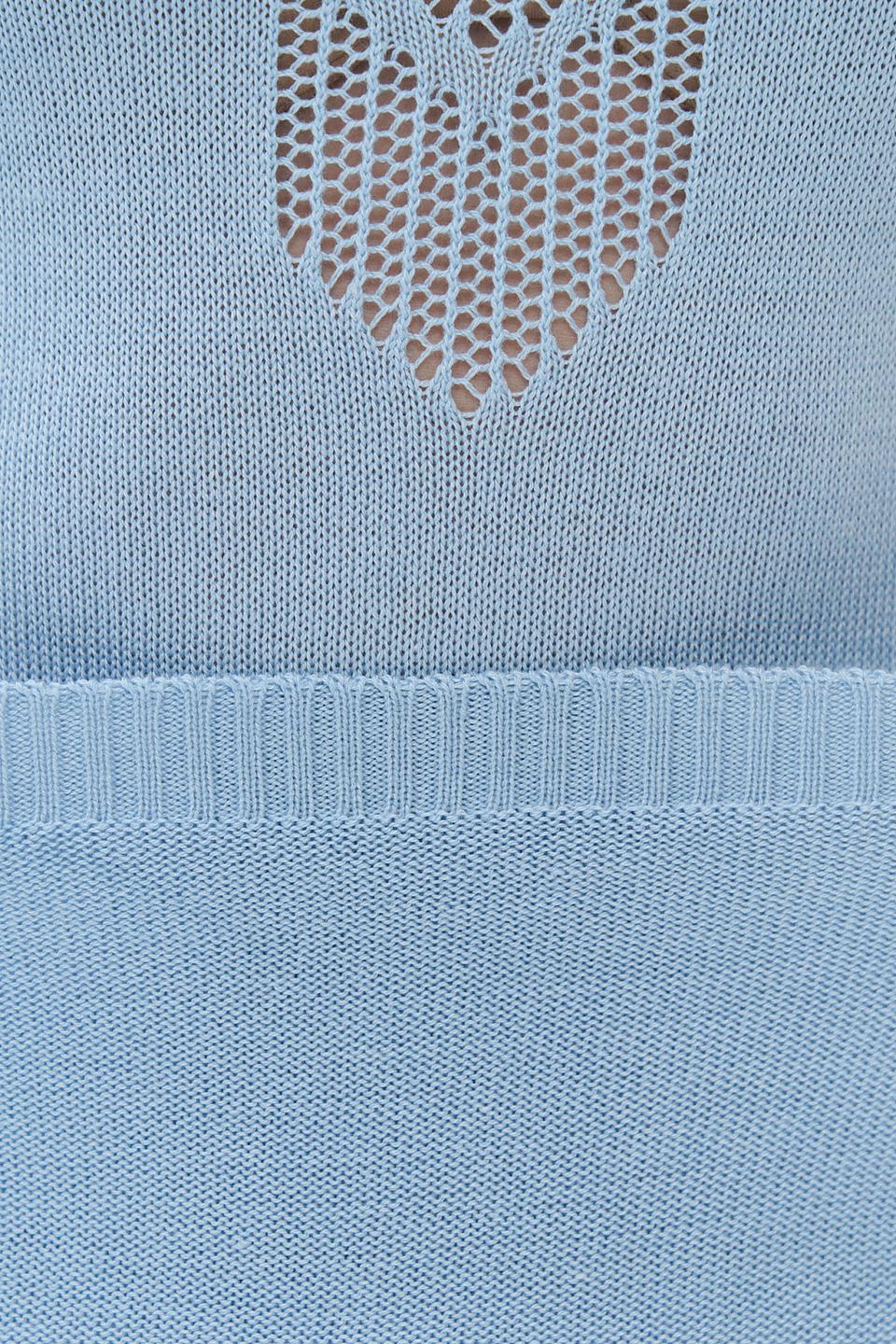Джемпер VAY голубой с ажурным узором