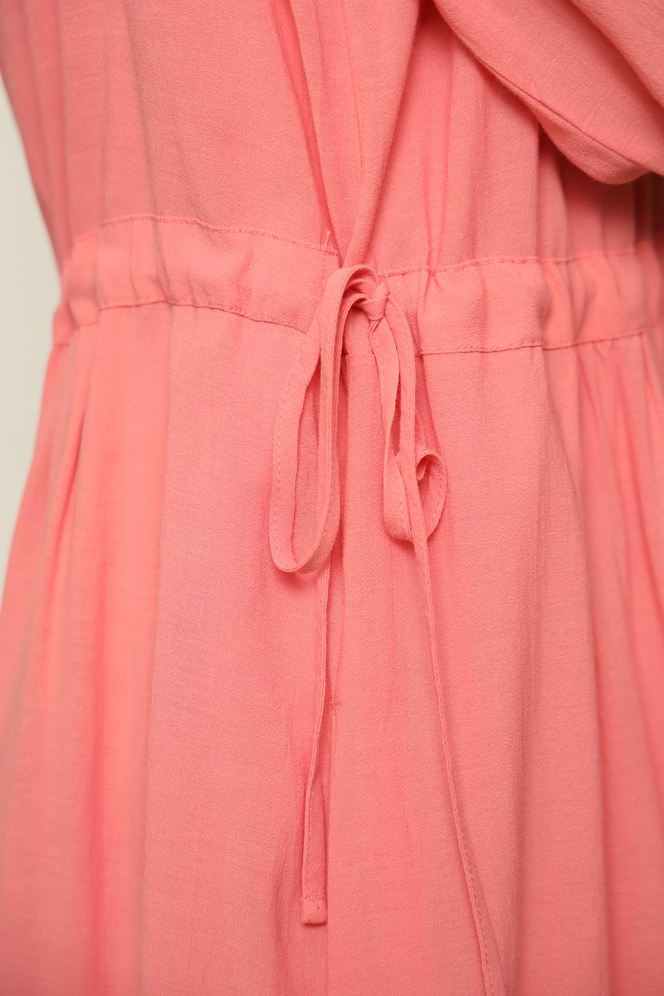 Платье Oui коралловое с рукавами-фонариками