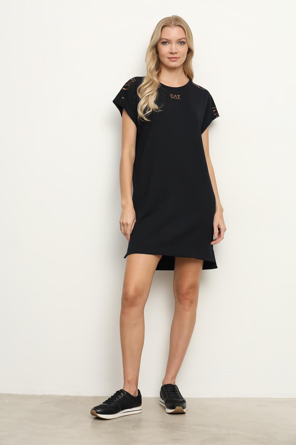 Платье EA7 чёрное с узором