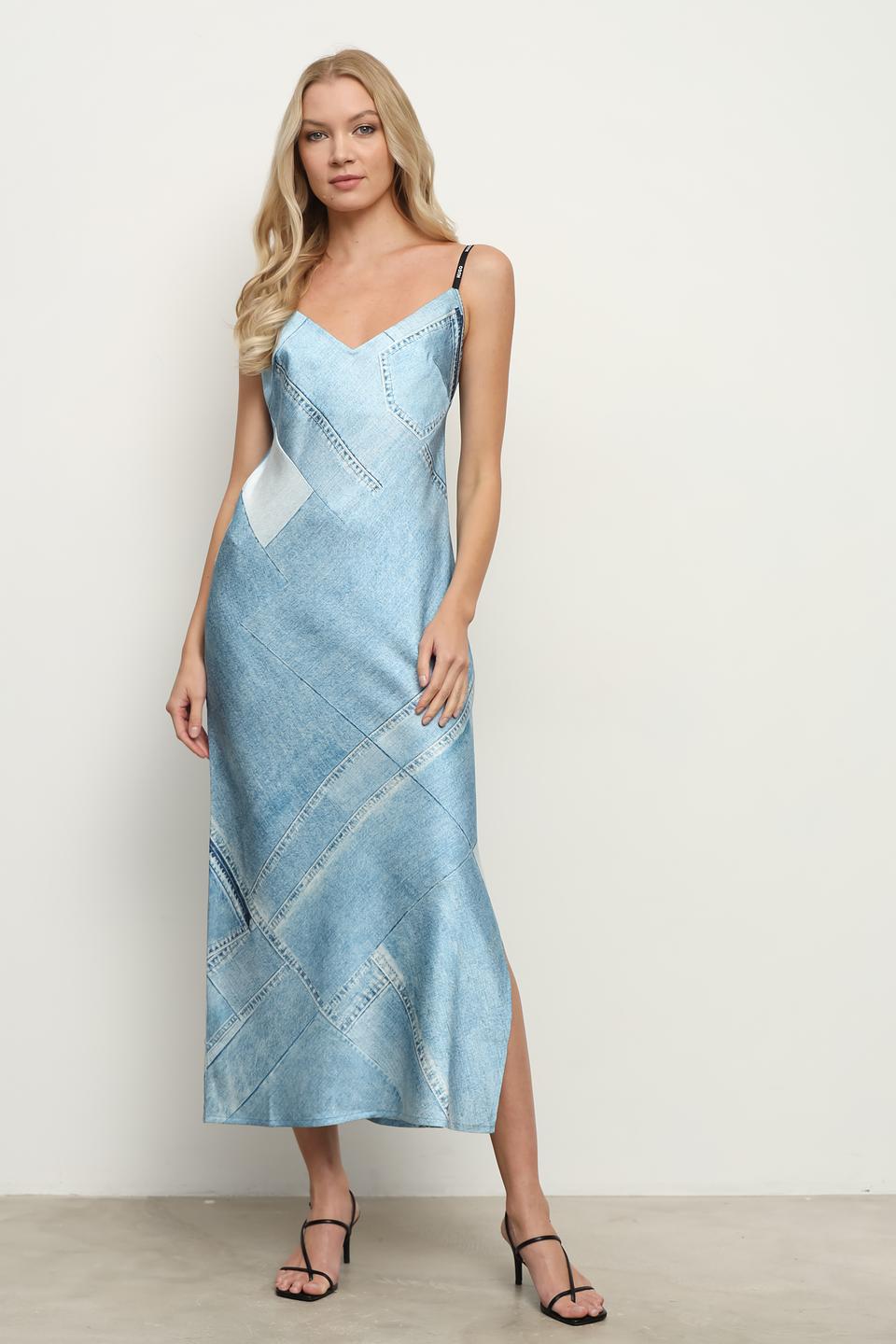 Платье Hugo деним на бретелях