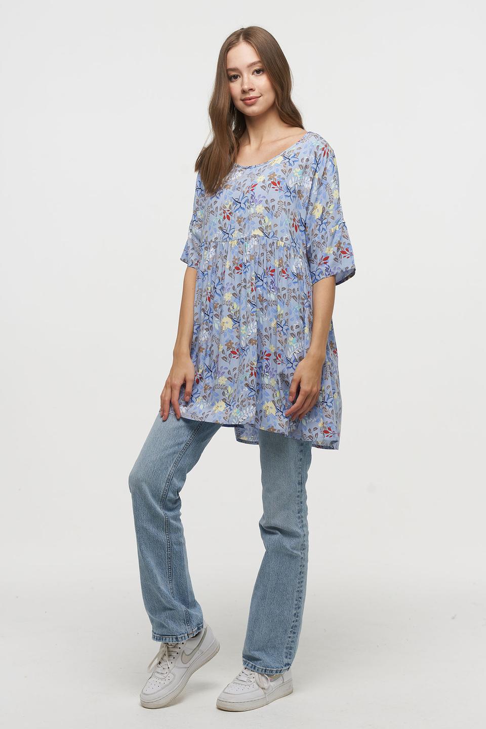 Платье VAY с цветочным принтом голубое