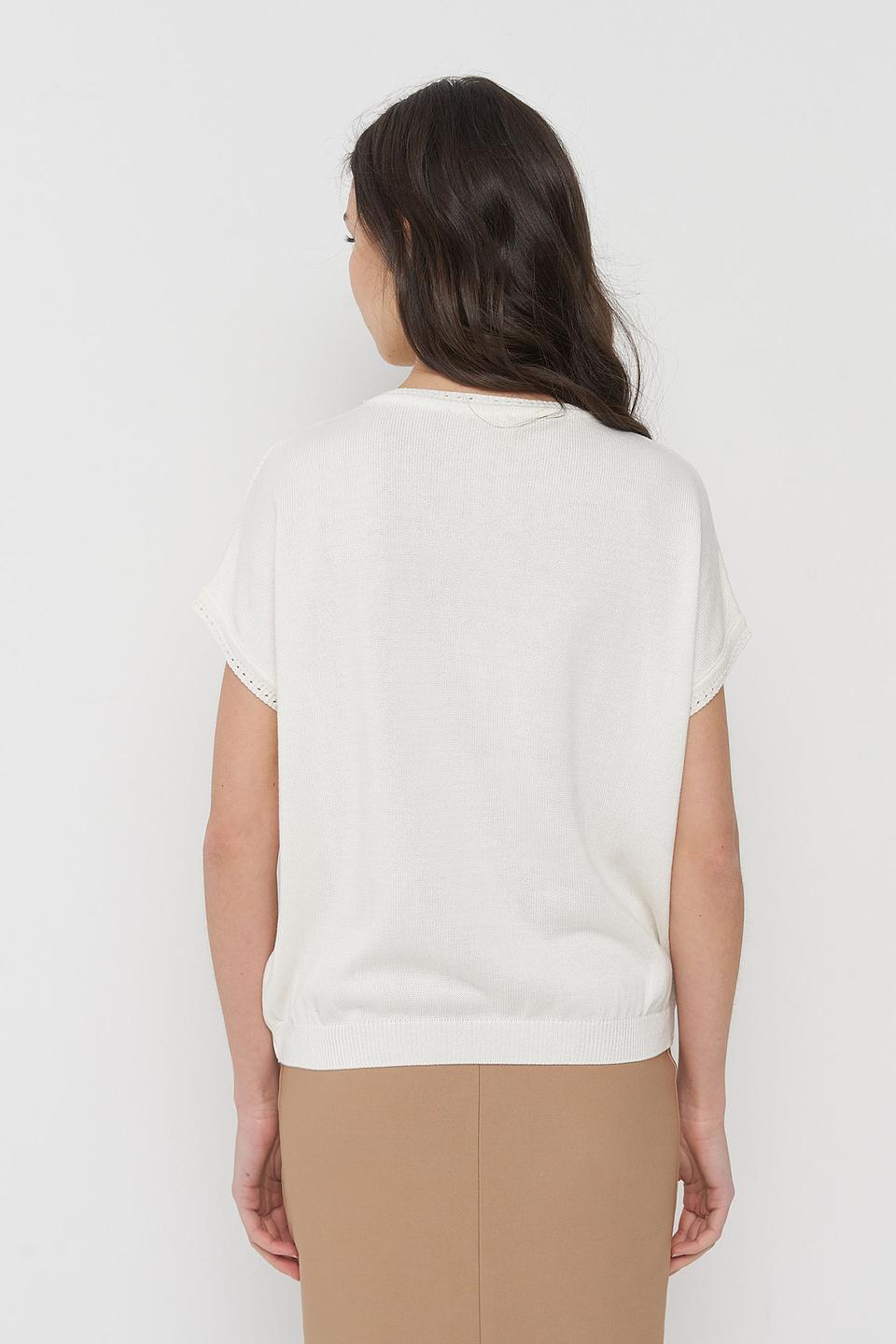 Джемпер VAY с ажурной вставкой белый