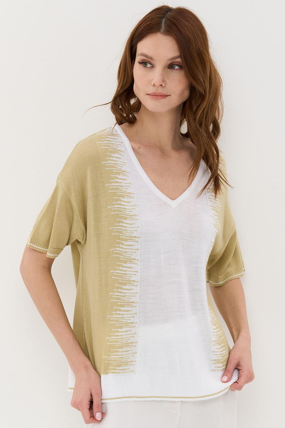 Пуловер VAY с бахромой оливковый