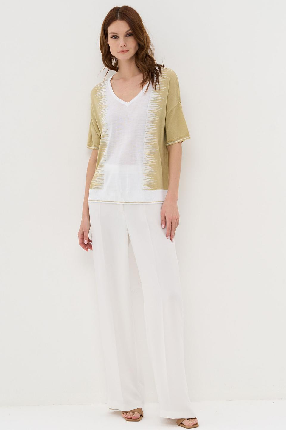 Пуловер VAY с бахромой оливковый