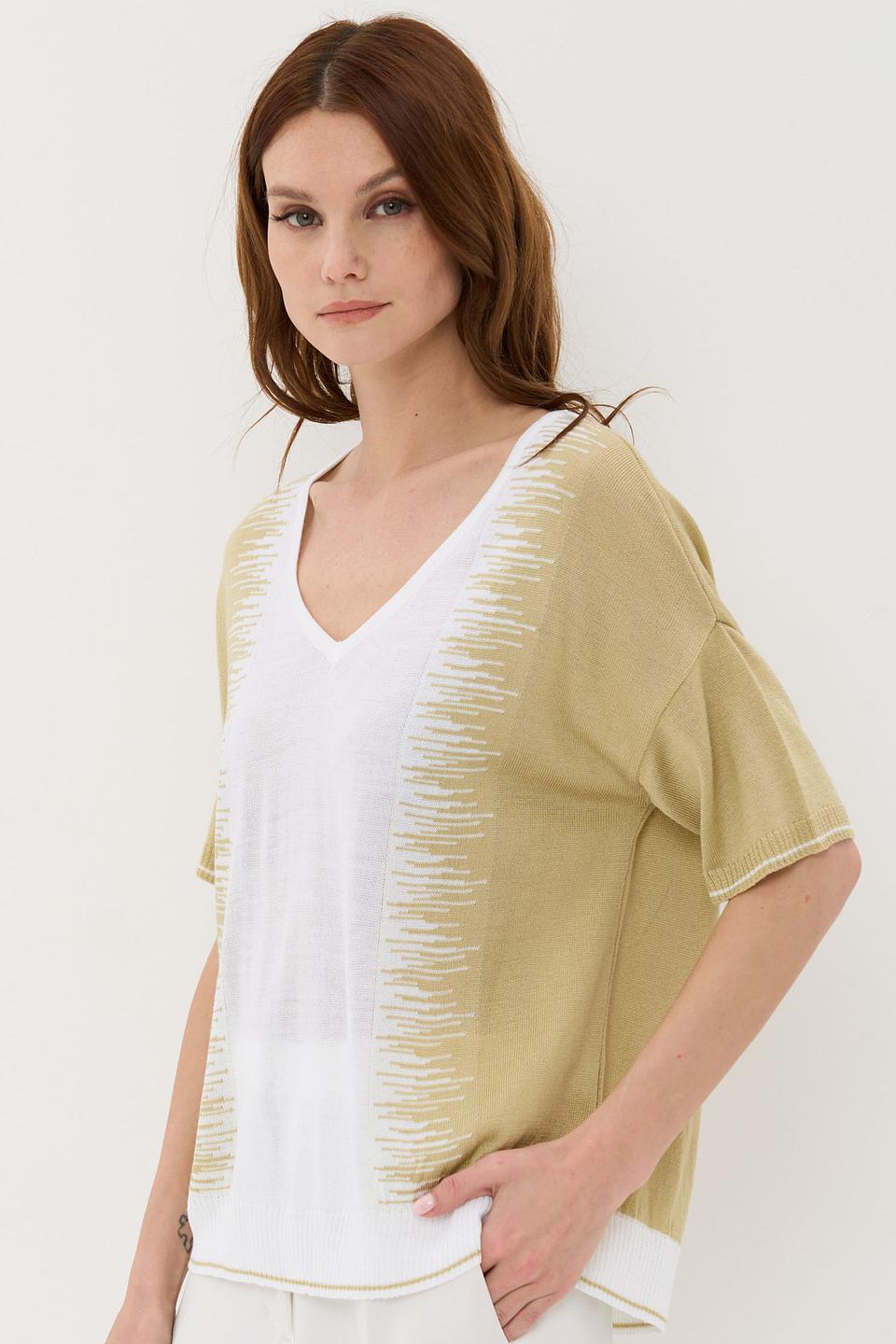 Пуловер VAY с бахромой оливковый