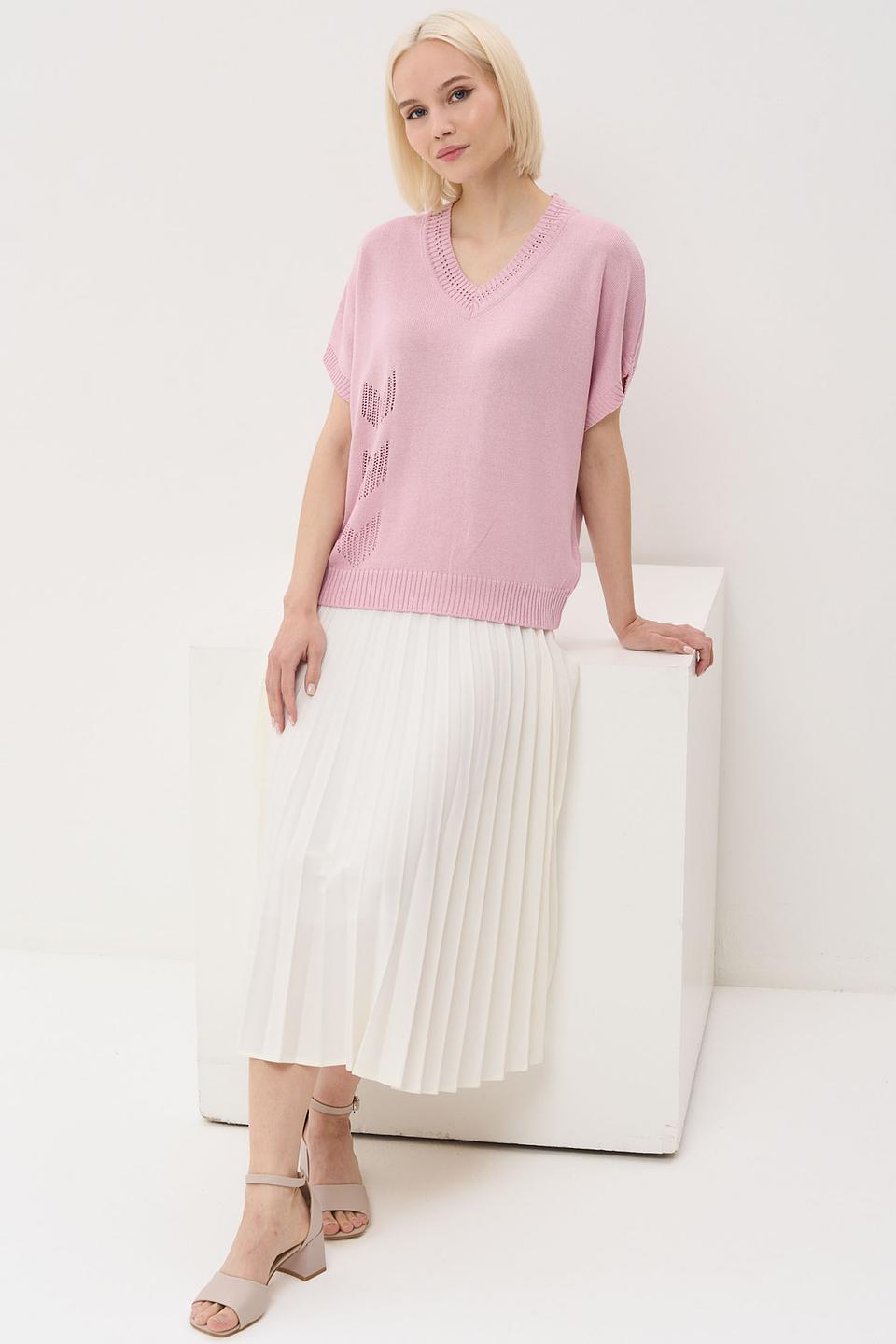 Пуловер VAY с вырезом розовый