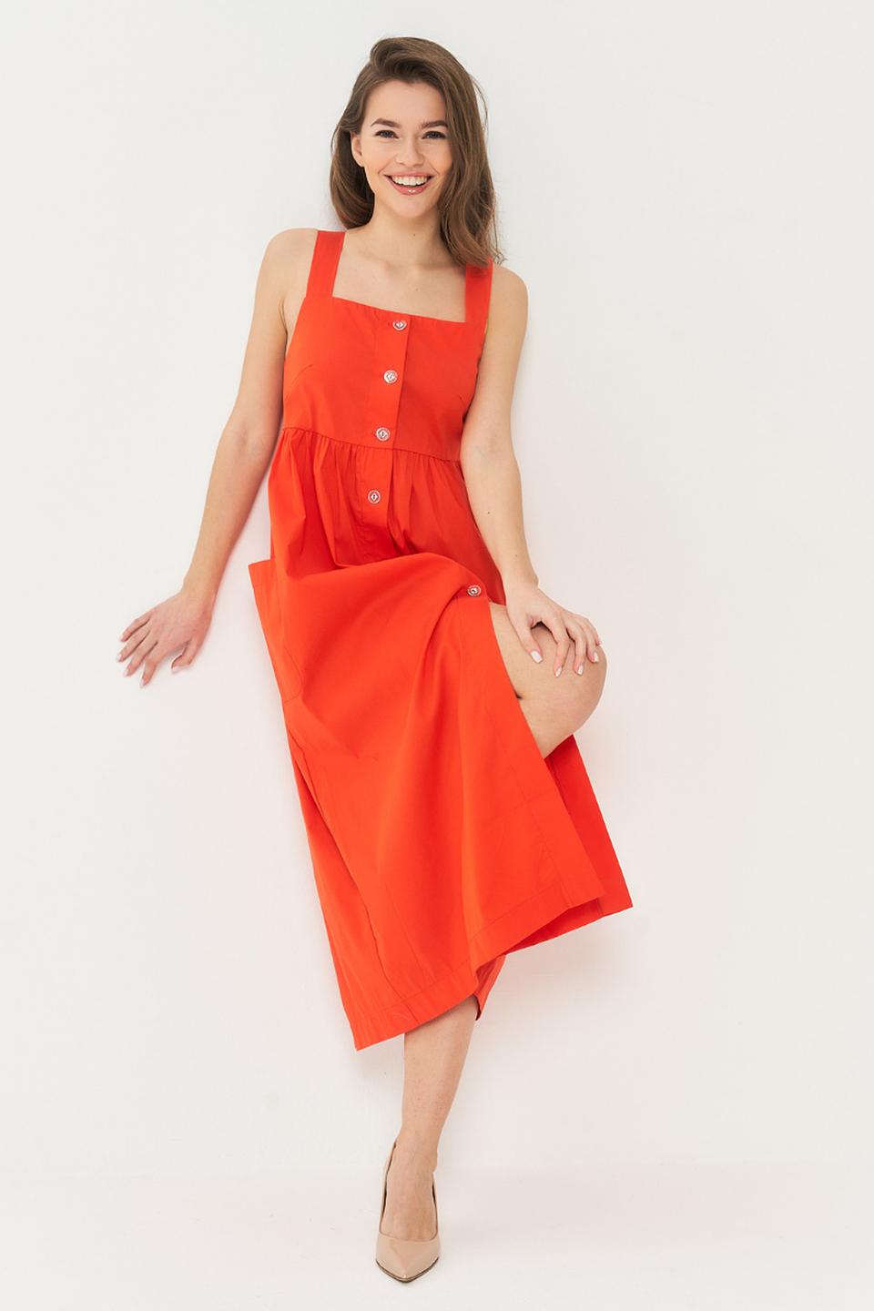 Платье BE YOU оранжевое на пуговицах