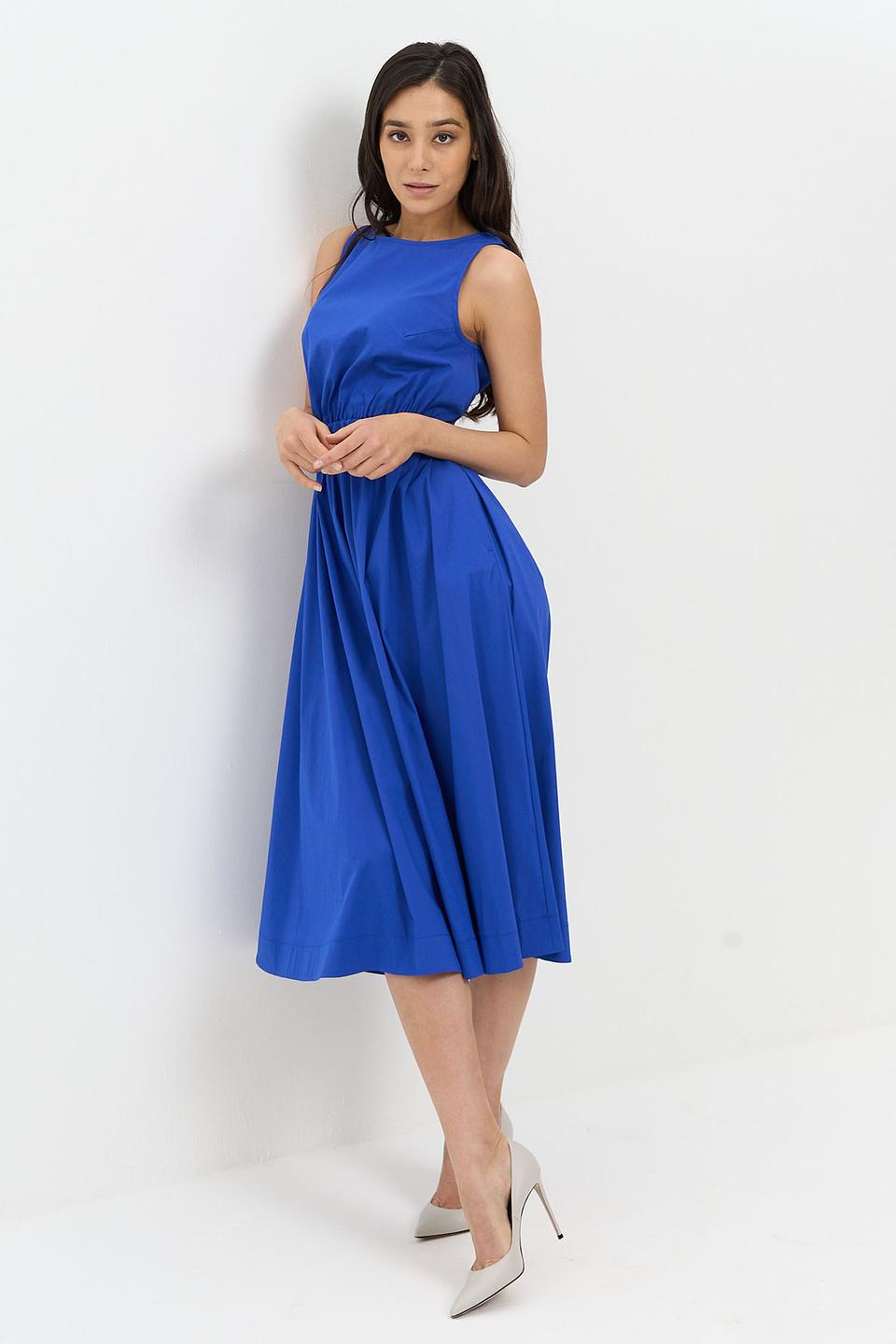 Платье BE YOU синее с юбкой клеш