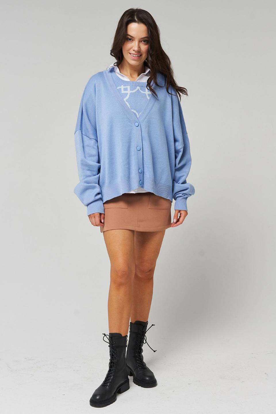 Кардиган BE YOU с узором голубой