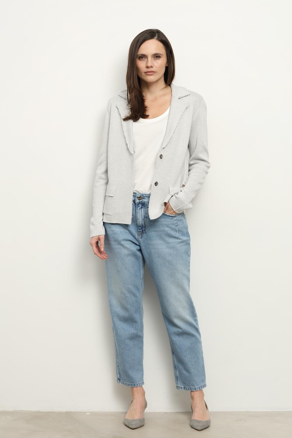 Жакет Monari серый с бахромой