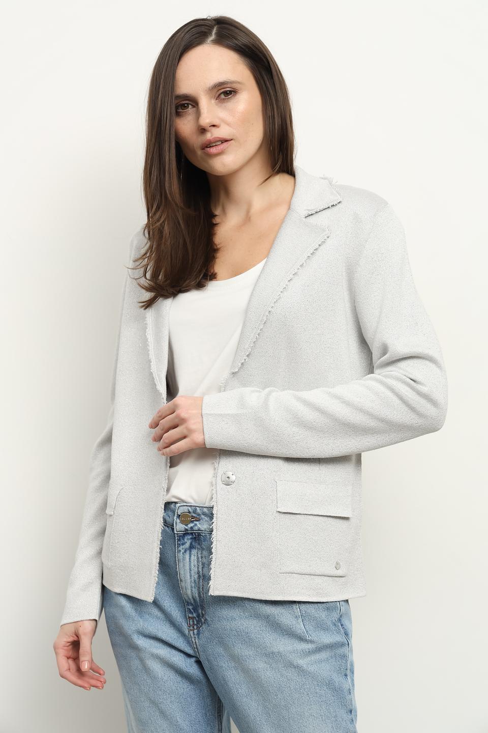 Жакет Monari серый с бахромой