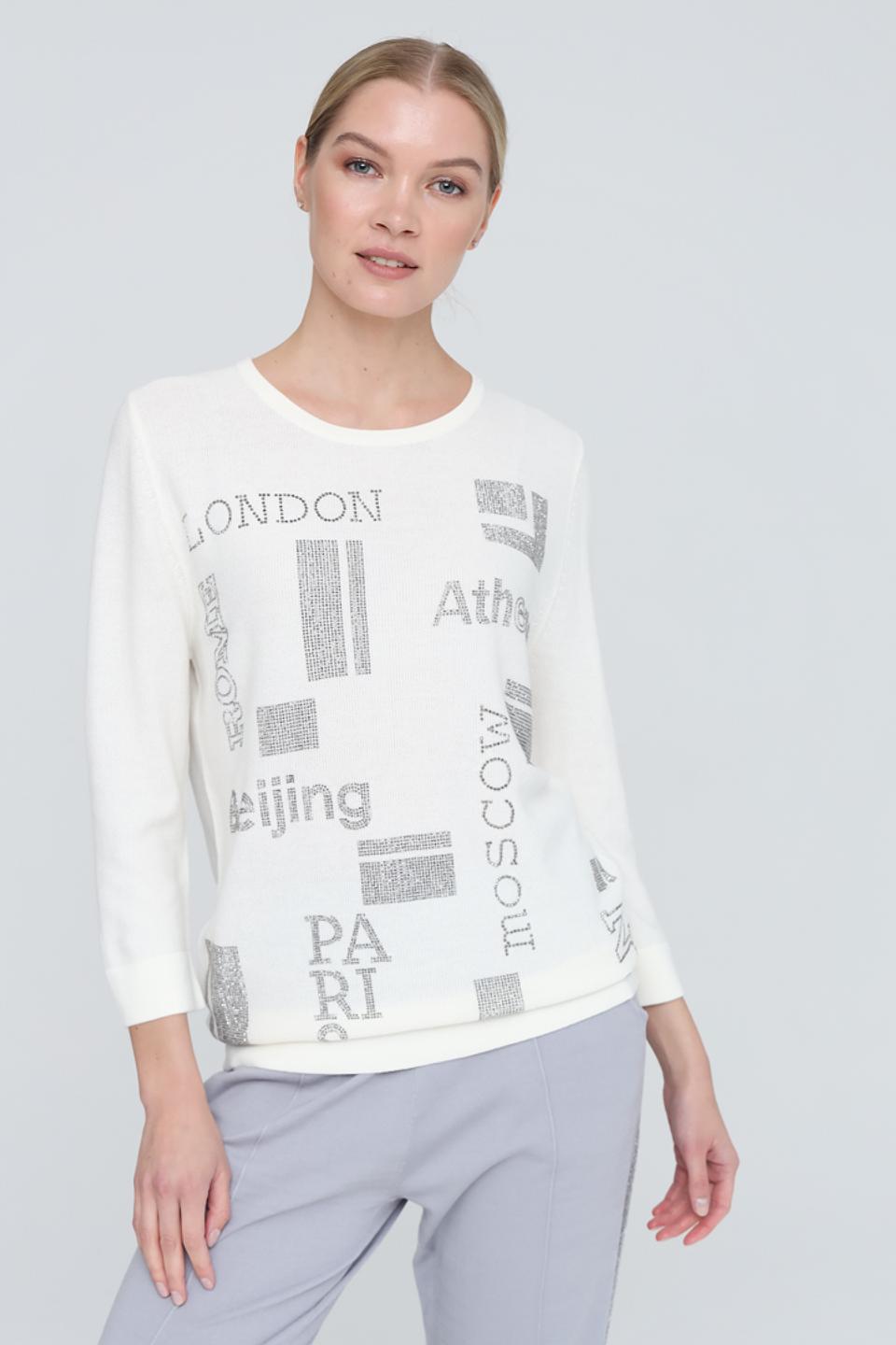 Джемпер Pezzo с принтом городов белый