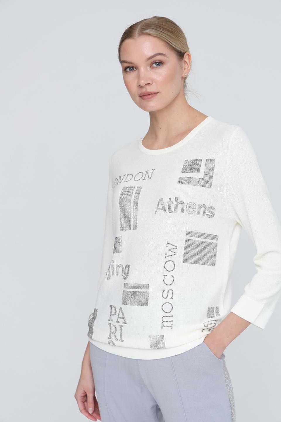 Джемпер Pezzo с принтом городов белый