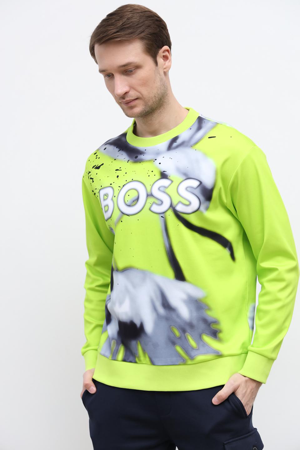 Лонгслив Boss Green с логотипом лайм