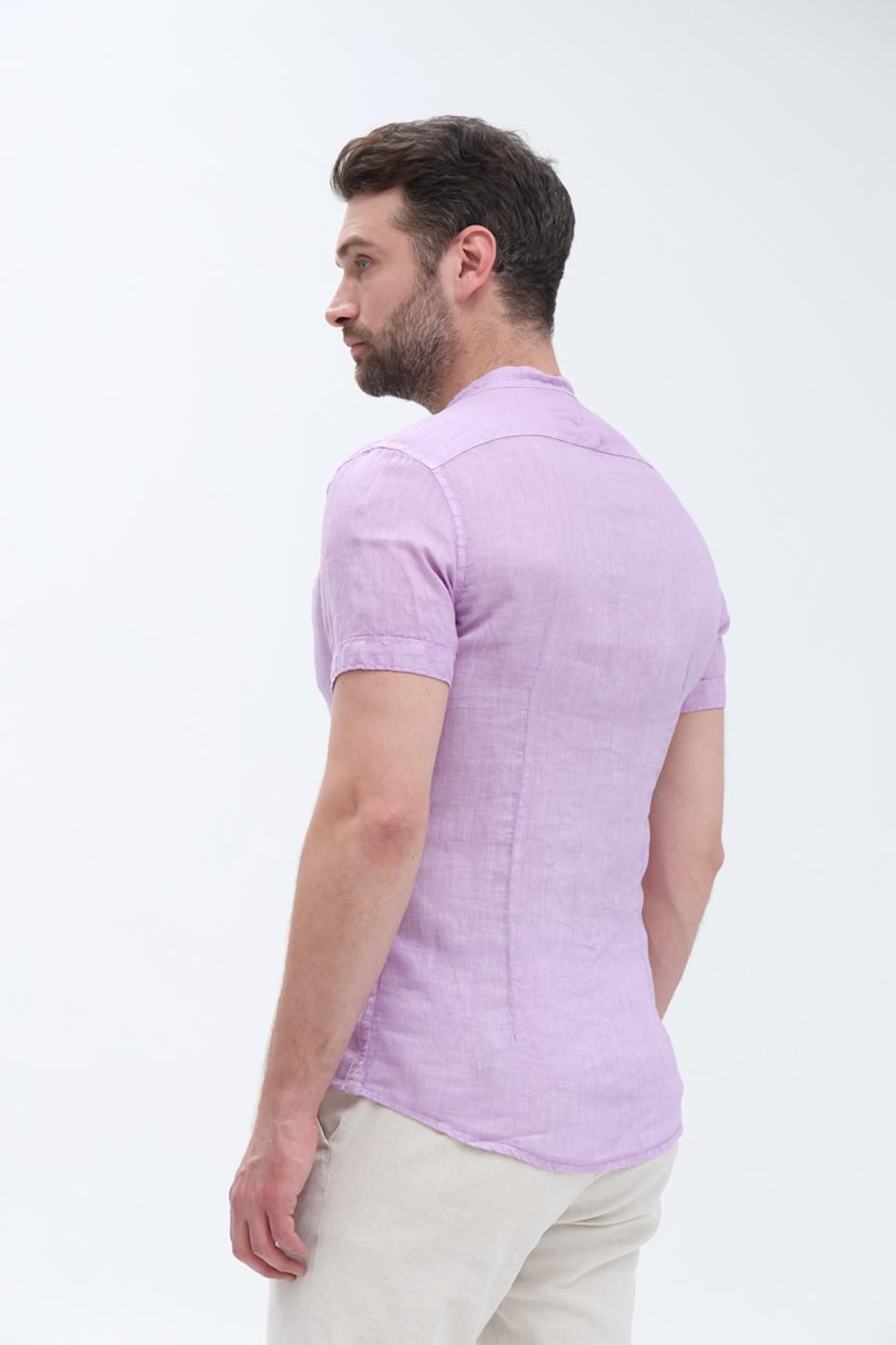 Рубашка Gaudi муж. лиловая с воротником-стойкой