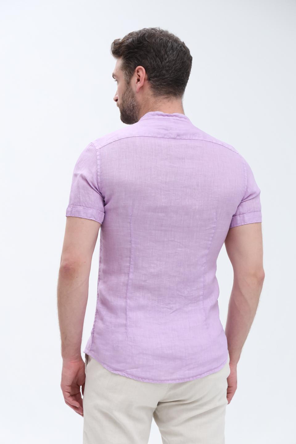 Рубашка Gaudi муж. лиловая с воротником-стойкой
