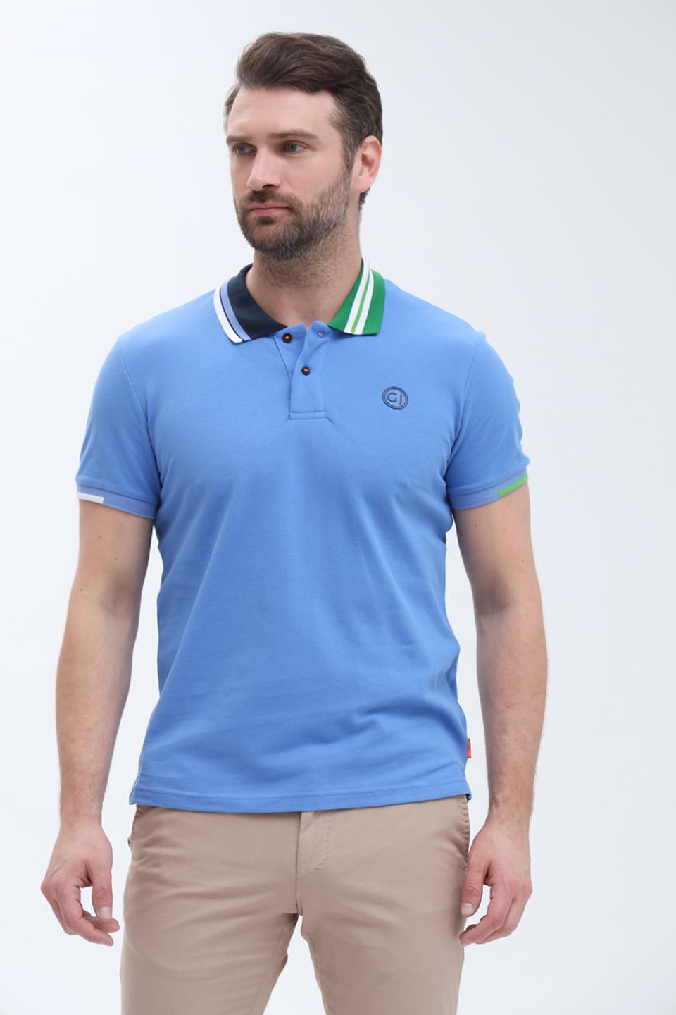Поло Gaudi муж. голубое с отделкой