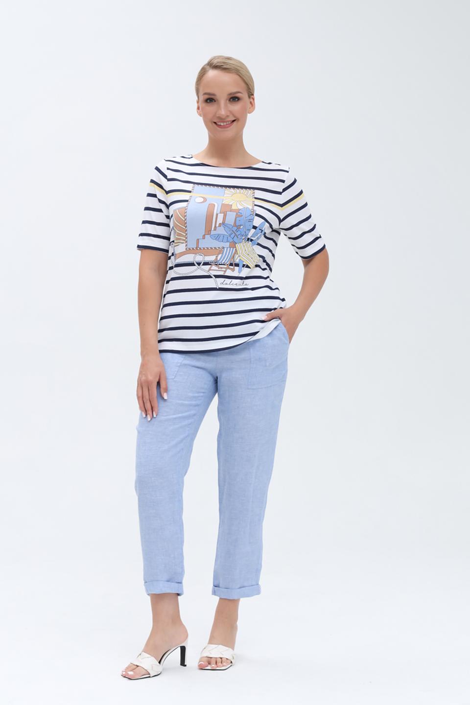 Футболка Olsen полоска с принтом