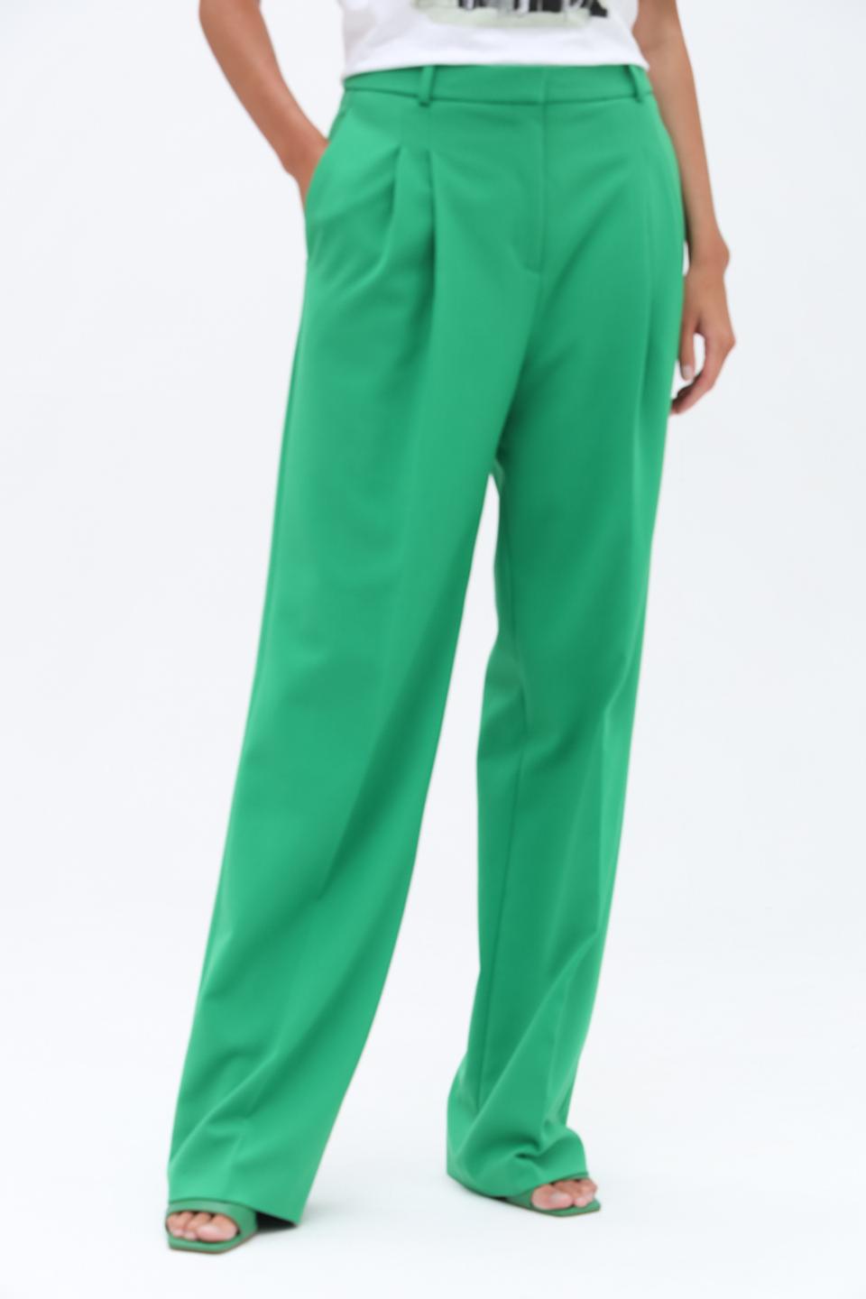 Брюки Hugo жен. зелёные широкие