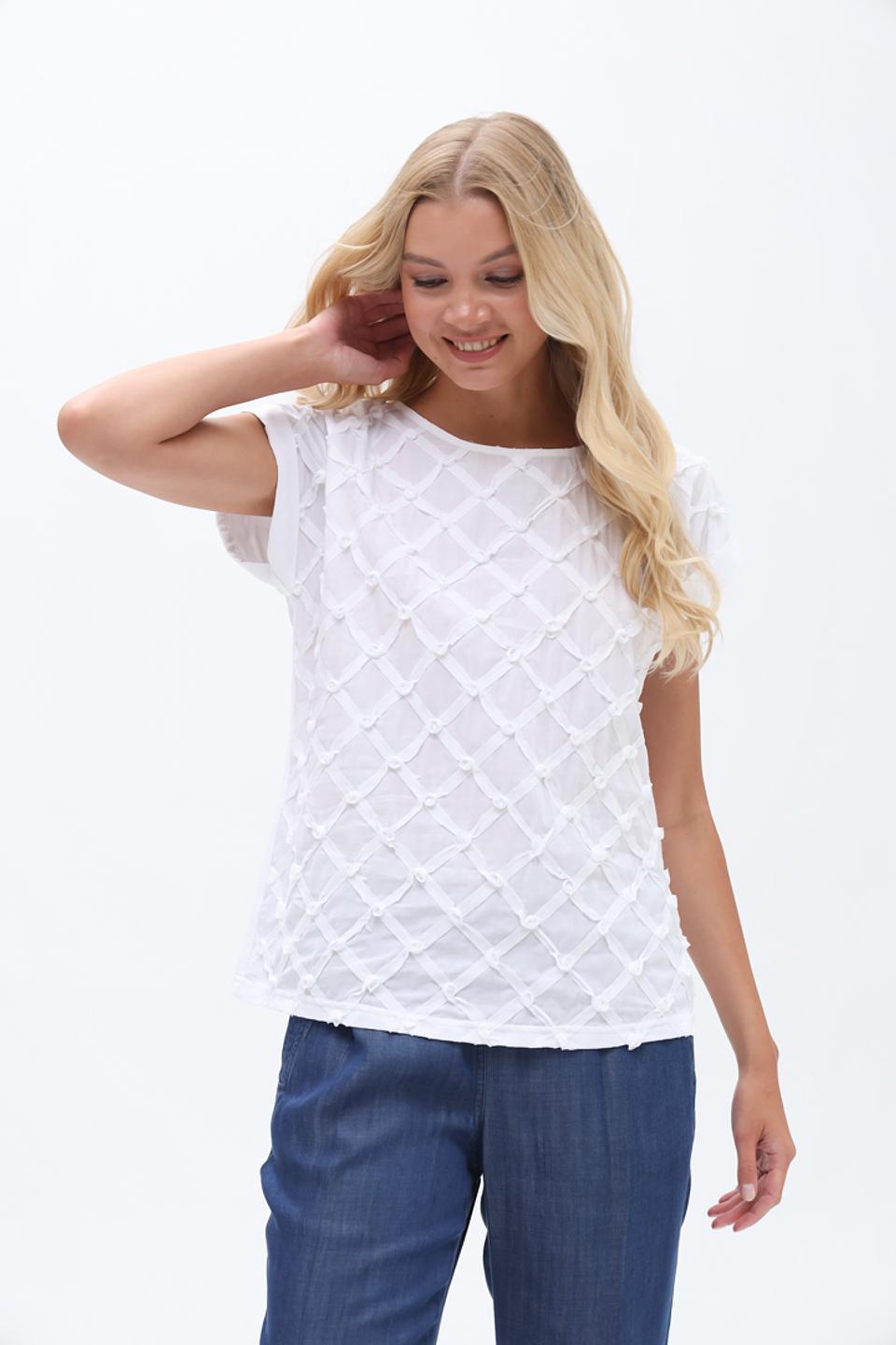 Блуза SE Stenau с отделкой "ромб" белый