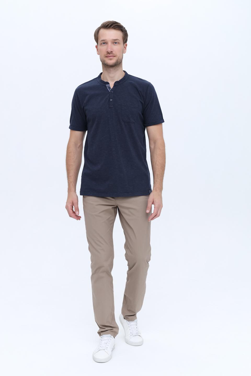 Футболка Casa Moda с планкой темно-синяя