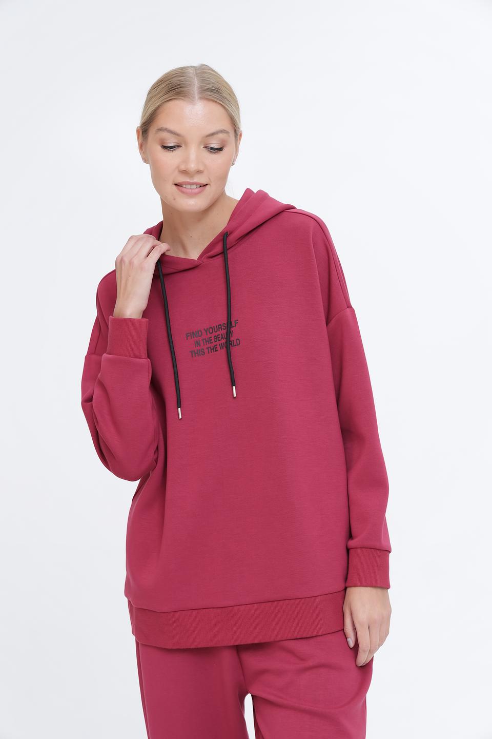 Толстовка Pezzo малиновая с капюшоном