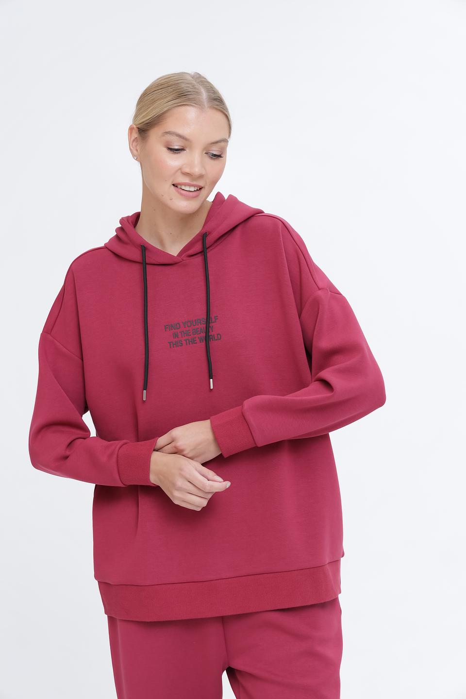 Толстовка Pezzo малиновая с капюшоном