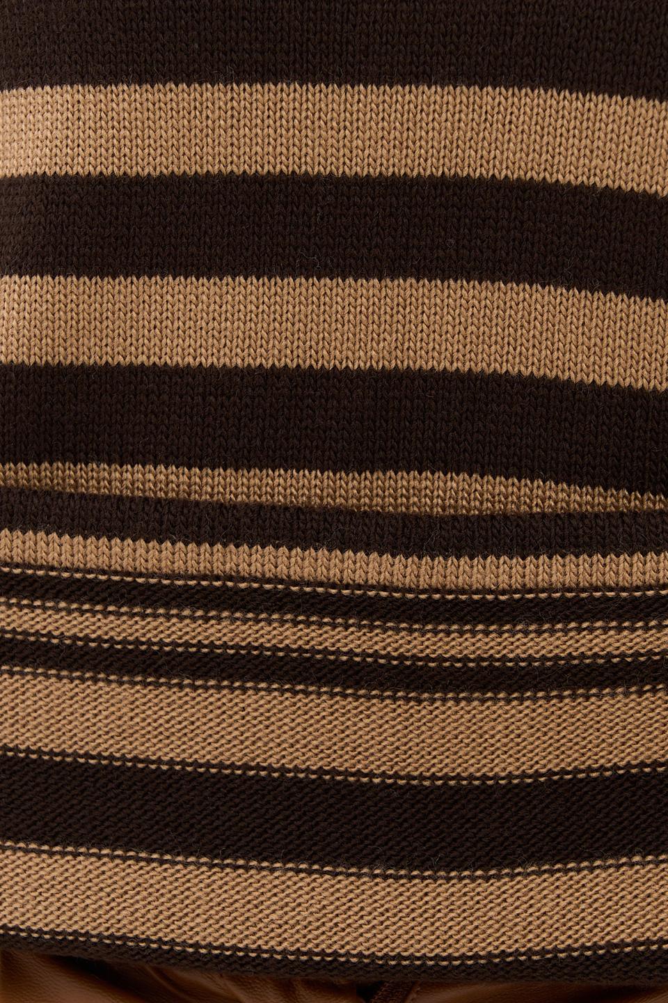 Джемпер BE YOU в полоску с котиками коричневый